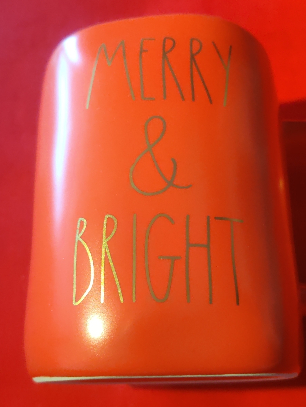 Rae Dunn Merry & Bright Red with Gold LL RED Ceramic Mug...NEW FLAWLESS
